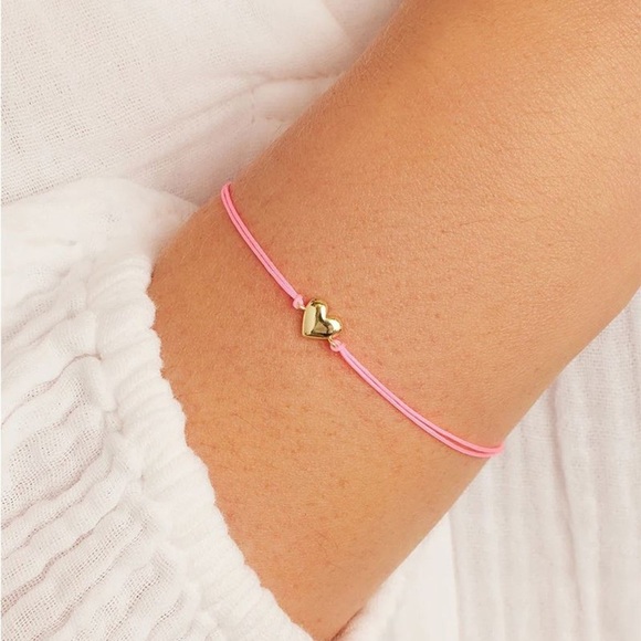 Only 1 Left Gorjana New Vibrant Pink Heart Prism Bracelet 18k Gold Plated Brass - Picture 2 of 6